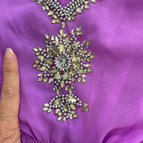 Purple Embellished Kaftan Dress - Picture 2 of 5